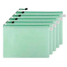 Itemtrade 투명 메쉬 지퍼파일백 A6, 04 그린, 5개