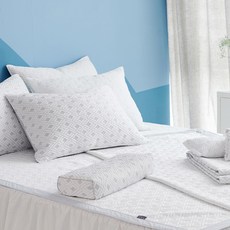 gBEDDING 方格壓紋鬆緊帶床墊, 藍色