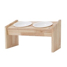 Redpuppy 架高式木架雙格寵物飼料碗 22cm, 混合顏色, 1個