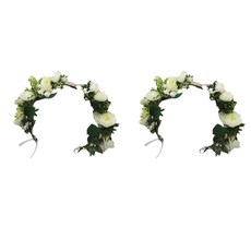 新款精靈公主花環 手工髮飾 花冠 15~20cm, 白色, 2個