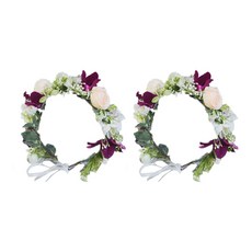 天然風手作髮箍花朵髮飾派對配件花冠 15~20cm, 2個, 粉紫色