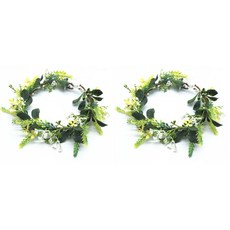 薰衣草花環髮飾 手工花 新娘花冠 15~20cm, 2個, 黃色