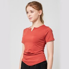 LEENALINE 女款素色小V領短袖T恤