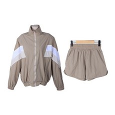 LINDASHOP 女式 Hasmon 連帽夾克拼色長袖拉鍊短褲套裝 SET2077K25