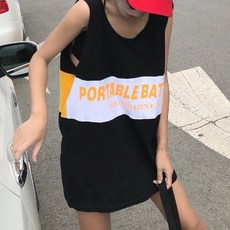 메이첼 여성용 통기성 오버핏 레이어드 민소매 티셔츠 01045