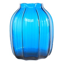 條紋邊緣玻璃花瓶, 藍色
