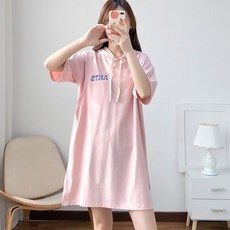 短袖連帽哺乳連身裙