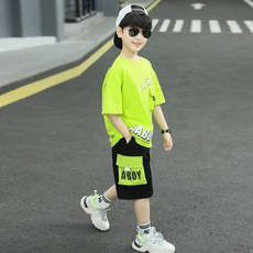 歐蘭吉達蒙 兒童ABOY口罩男孩T恤短褲套裝