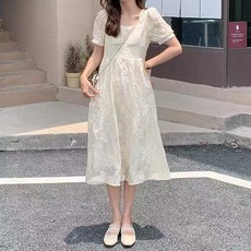 페이퍼먼츠 클래식 빈티지 퍼프소매 구슬장식 원피스 02141 빅사이즈 포함