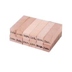 On-Up 木郵票日曆系列 12 件套, 混合顏色, 1套