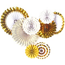 글로리빙 파티 장식 페이퍼롤리팬 8종 세트, 골드