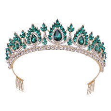 自助婚紗水晶皇冠髮飾 mic252, 1個, 綠色