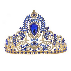 自助婚紗 復古巴洛克風奢華新娘皇冠 bbr535, 1個, 藍色