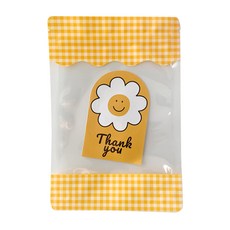 格紋拉鍊袋 15入 + 雛菊貼紙 30入 禮物袋組 小, 1套, 混合色