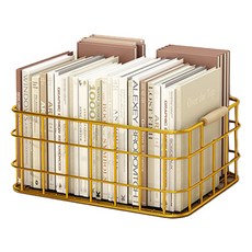 태드로마켓 데스크탑 나무 손잡이 다용도 책 보관함, 골드