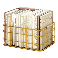 태드로마켓 데스크탑 나무 손잡이 다용도 책 보관함, 골드