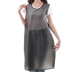 UNICOSY 防水透明成人用TPU分格肩帶長版工作圍裙, 黑色