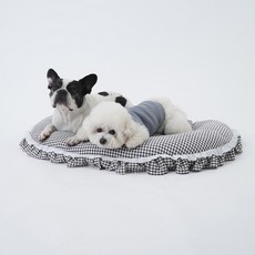 AHATOY 寵物Beneshu蕾絲半月坐墊, 黑色格紋, 1個