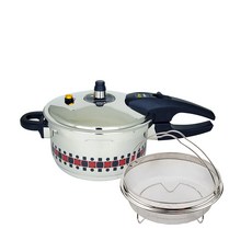 KITCHENART IH感應爐適用印花不鏽鋼壓力蒸煮鍋, 銀色, 4.5L