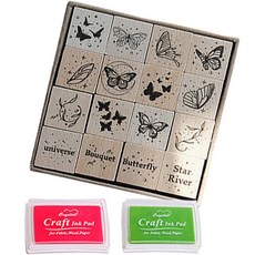 宇宙美人郵票蝴蝶16種+墨水2p套組, 1套, 隨機發貨