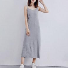 다온마켓 심플 스타일 스탠다드 통기성 민소매 모달 원피스 롱