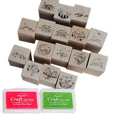 宇宙之美印章山 16款 + 印泥 2件組, 1套, 隨機出貨