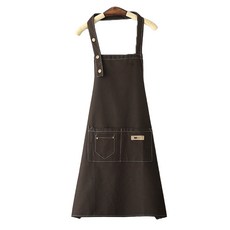 Onmaker 棉質生活防水收納無袖圍裙, 帆布咖啡色