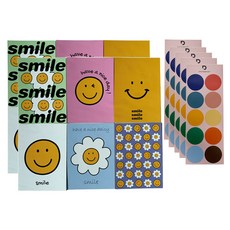 可愛笑臉海報明信片 6款 x 2張 + 貼紙5張套組, 1套, 混色