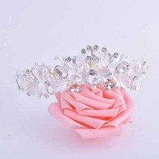 Damon 花朵裝飾亮點自助婚禮皇冠 RTY006, 銀色, 1個