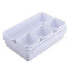 WONDER STORE 抽屜整理盒託盤桌面收納架套組, 白色, 1套