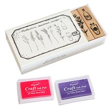 RETRO 植物和花瓶圖畫郵票 B 型 + 墨水 2p 套裝, 1套, 隨機發貨