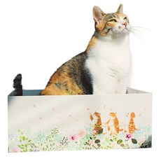 OK PET KOREA 貓咪Nyangsongi貓抓箱 + 貓抓板補充包2入組, 混色