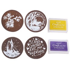 RETRO 自然圓形印章 B 型 + 墨水 2p 套組, 1套, 隨機發貨