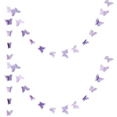 Selene 立體蝴蝶拉旗 2入組, 1套, 紫色