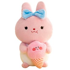 해솔 꿈나라 토끼 아이스크림 수면 애착 인형, 핑크, 1개