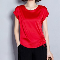 아뗄릭 빅사이즈 셔링 라운디 캡소매 블라우스 00976