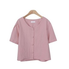 린다샵 여성용 페리칸 린넨 퍼프 버튼 반팔 자켓 JK4105K25