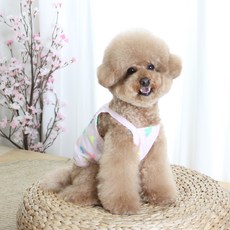 Amylovespet 寵物亮面短版無袖T恤, 愛心粉紅色