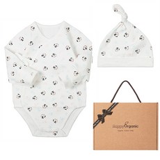 HappyOrganic 兒童夏季小牛印花包屁衣+帽子+禮盒