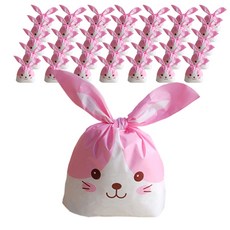 이홈베이킹 복주머니형 토끼 보자기 대 16 x 27.5 x 6 cm, 100개, 핑크
