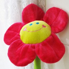 Hae Sol Flower玫瑰花裝飾室內鐵絲窗簾綁帶娃娃微笑 40cm, 1個, 紅B
