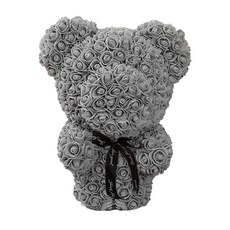 Fran Onde紀念日禮物立體玫瑰熊 25cm, 灰色, 1個