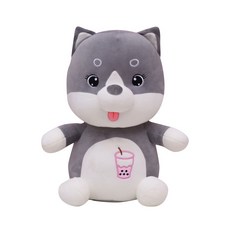 Haesol 珍珠奶茶柴犬麻糬睡覺娃娃, 1個, 灰色