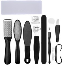 足部角質護理工具 11入組, 單品, 黑色的