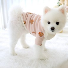 狗狗小熊圍兜套裝T恤 HDTS00324, 粉紅色