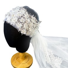 自助婚禮復古蕾絲帽子式棉紗布, 白色的, 1個