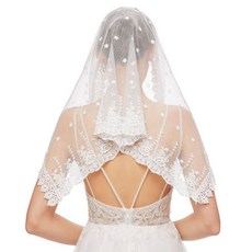 自助婚禮蕾絲頭紗, 白色的, 1個