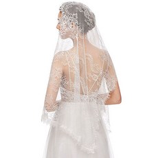 自助婚禮蕾絲披肩棉紗布, 白色的, 1個