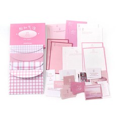 SolRoom 彩色信紙信封卡片貼紙套組, 1套, 粉紅色