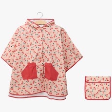 bimbobimba 兒童櫻桃圖案斗篷雨衣 + 收納袋組合